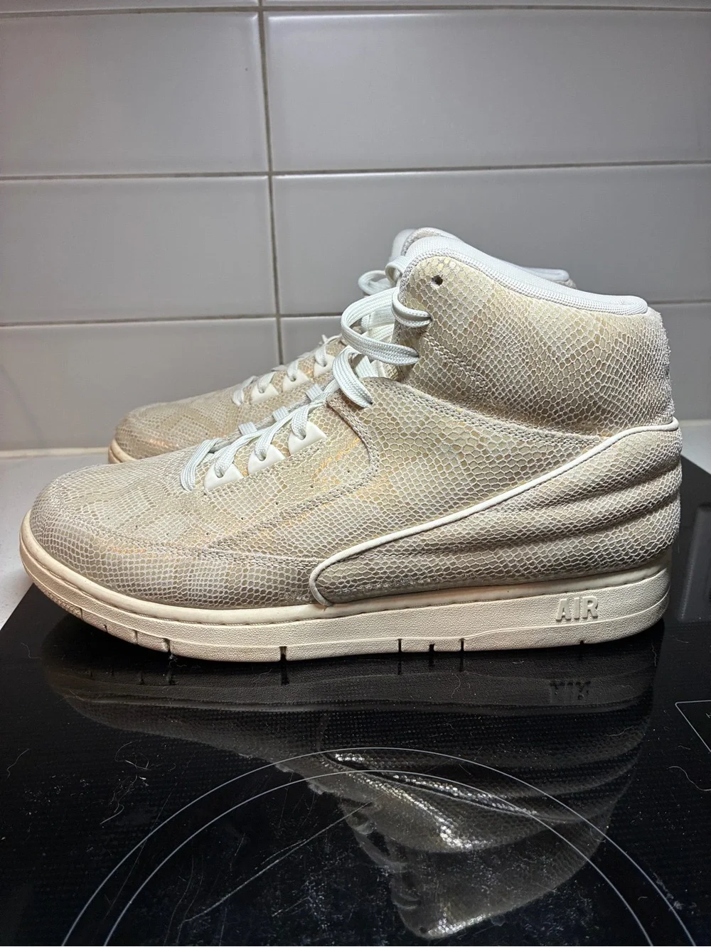 Nike Cream/White Python Textured High-Top Sneakers